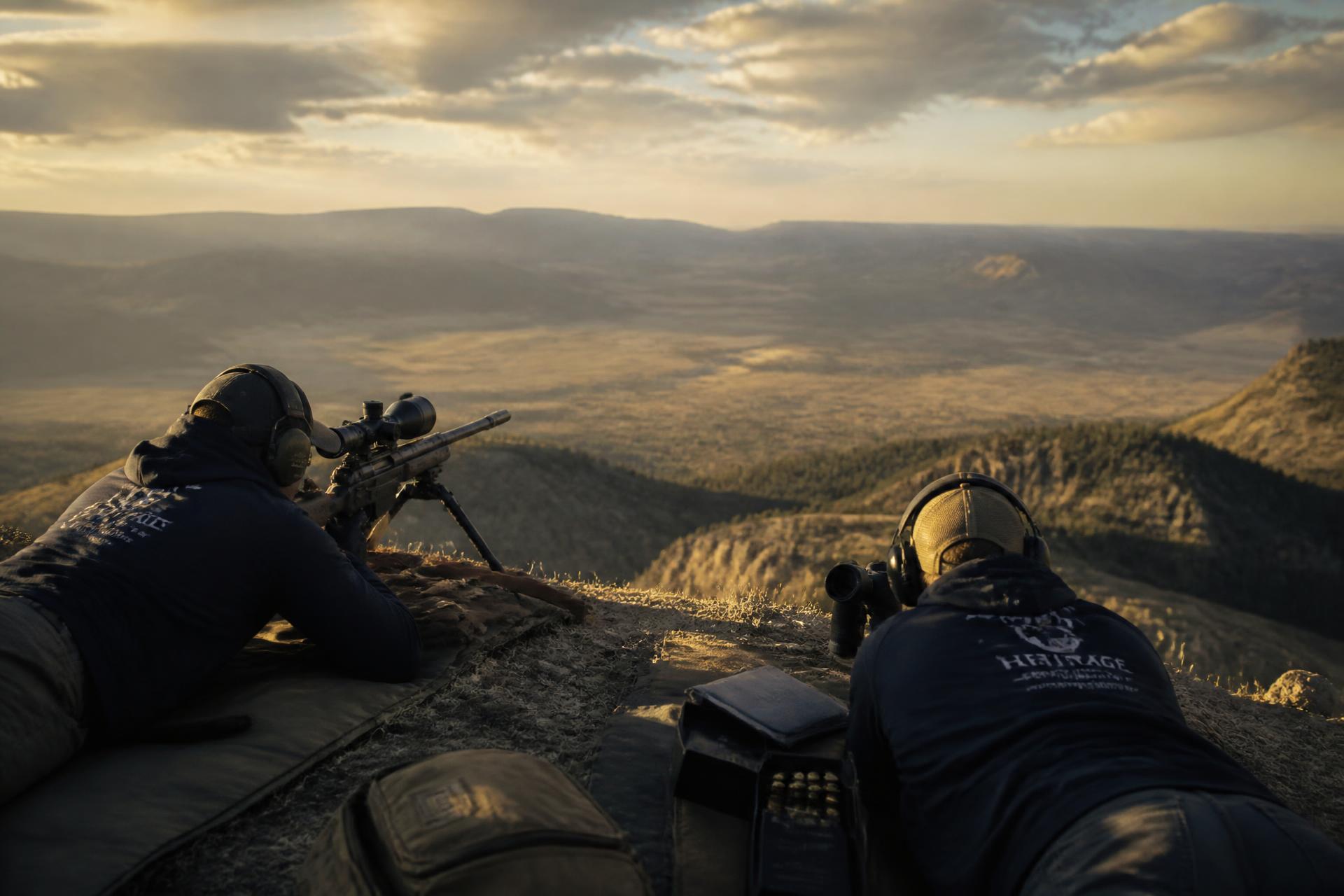 A shooter and spotter on a long-range position